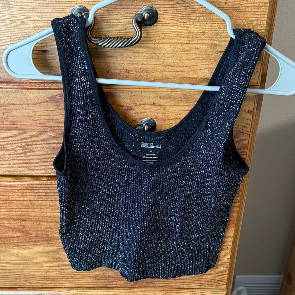 BKE Black Sparkle Crop Top